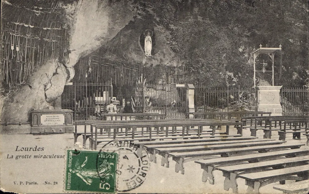 Lourdes — A gruta milagrosa — V.P. Paris, No. 28 - Frente