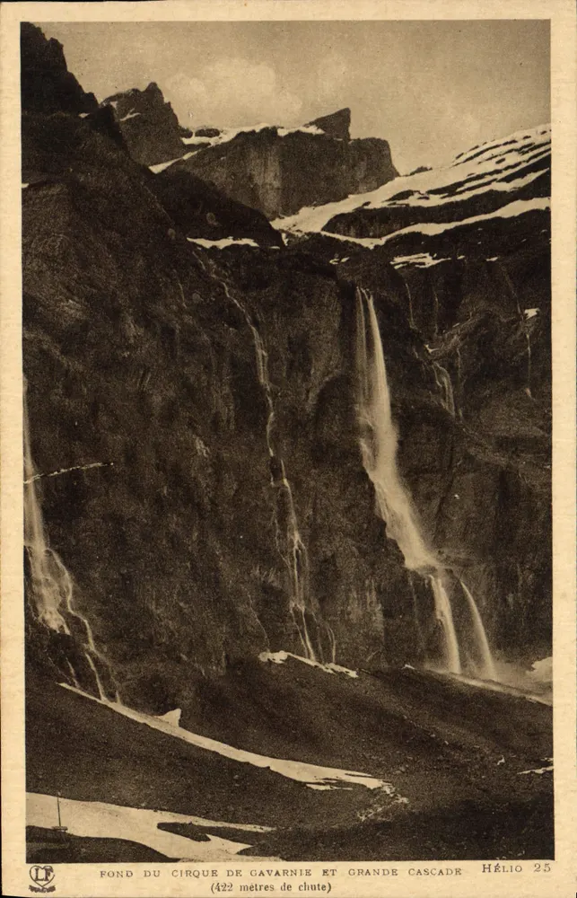 Unterseite des Cirques de Gavarnie und große Wasserfall — (422 Meter Fallhöhe) — Hélio 25 - Vorderseite