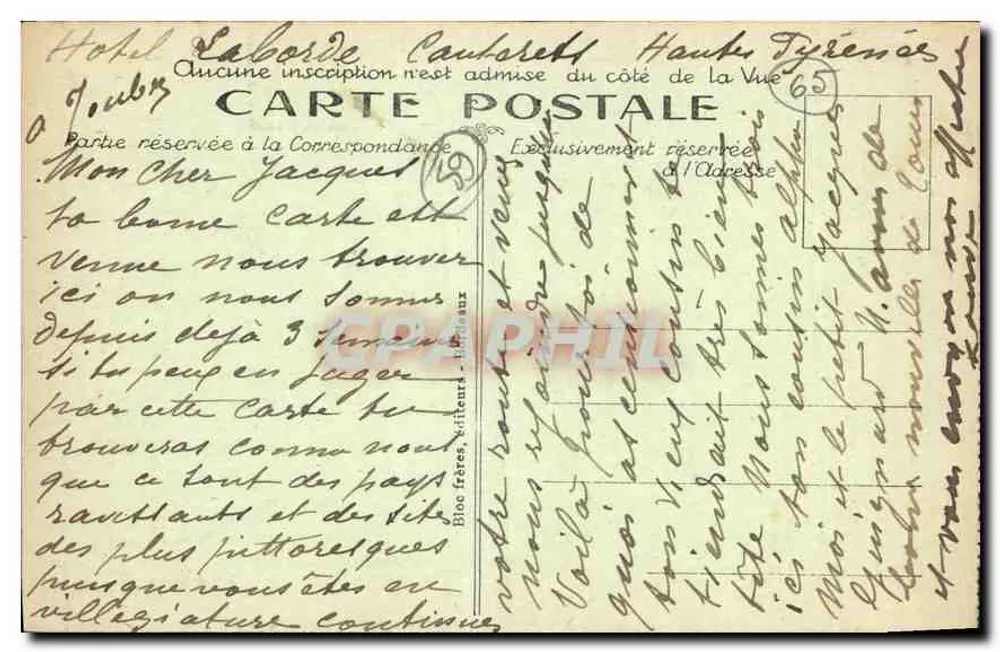 Cauterets - Vista geral tirada de Cambasque - B.R. n°403 - Verso