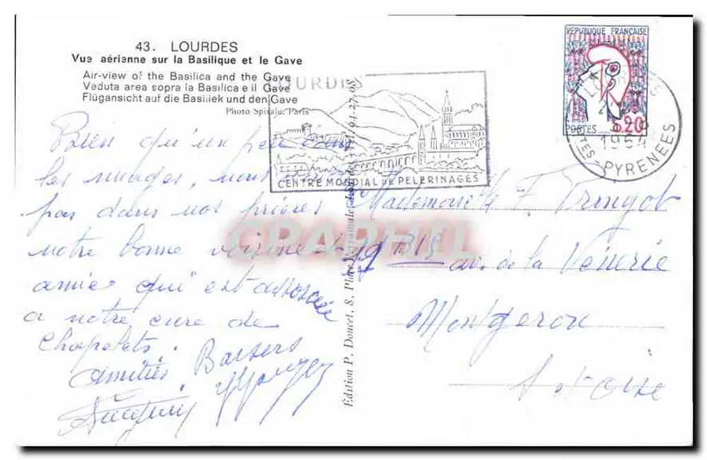 Lourdes — Basilika und der Gave — Edition P. Doucet, S. P. Paris, n°43 - Rückseite