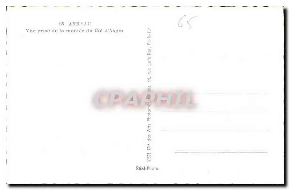 Arreau — Ansicht vom Aufstieg zum Col d'Aspin — Cie des Arts Photographiques, Paris - Rückseite