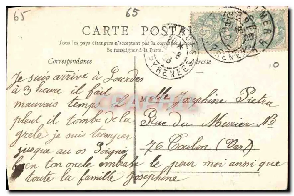 Lourdes — Virgem e Esplanada — Viron, fot.-édit. Lourdes - Verso