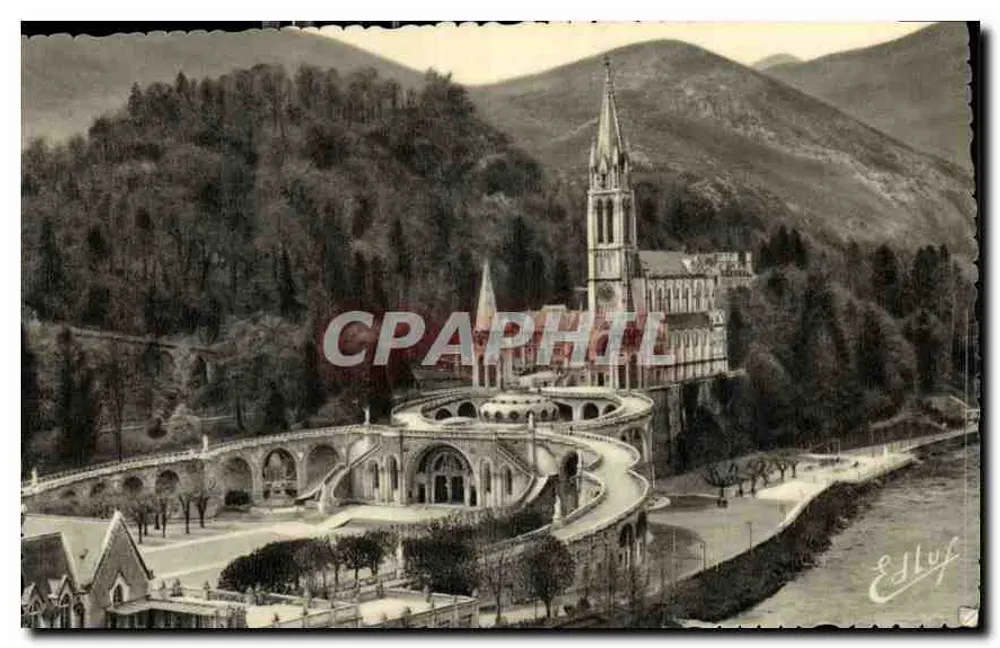 Lourdes — Vista geral da Basílica — Edição P. Doucet - Frente