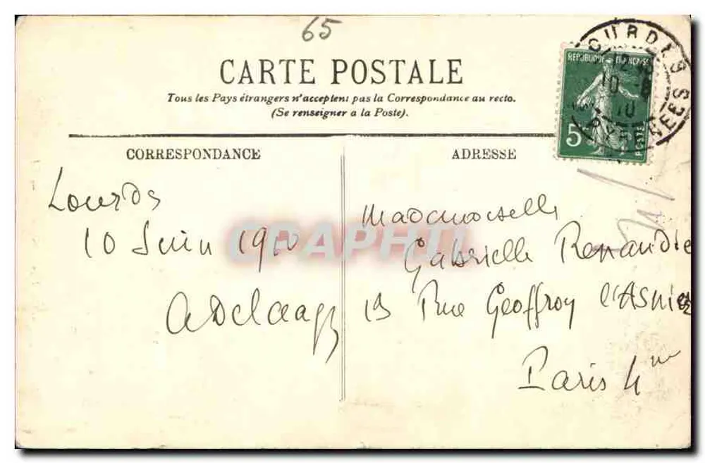 Lourdes — A Virgem coroada — LL. N° 264 - Verso