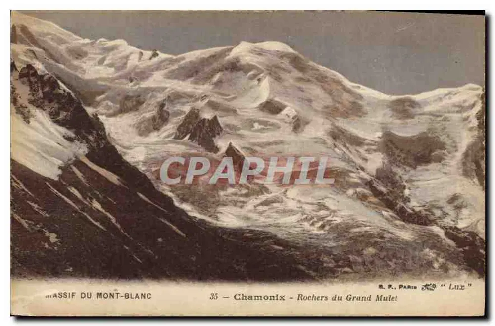 Mont-Blanc-Massiv — Chamonix — Rochers du Grand Mulet — R. K. Paris « Lux » n°35 - Vorderseite