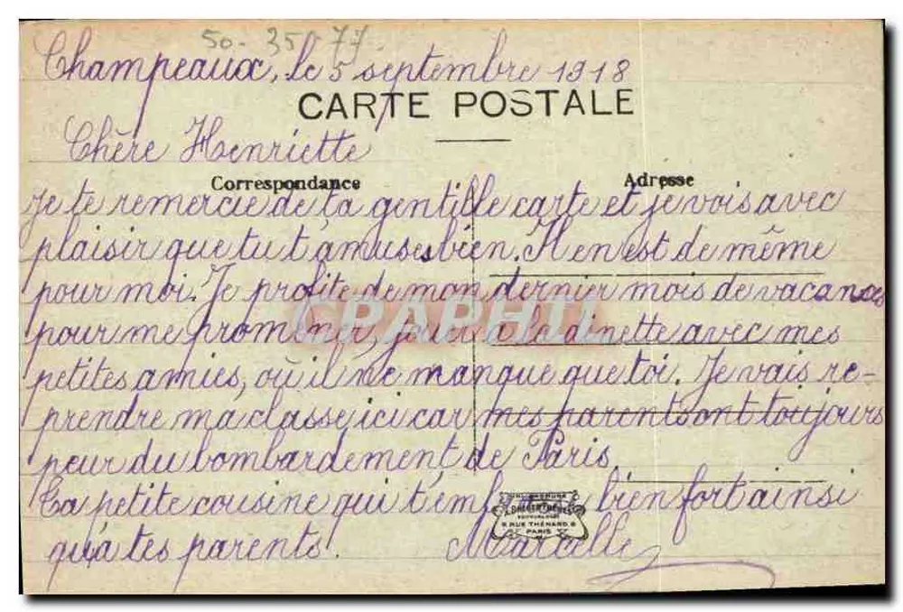 Champeaux — Wnętrze Kościoła — Wydawca: S. Rue Thémard & Cie - Rewers