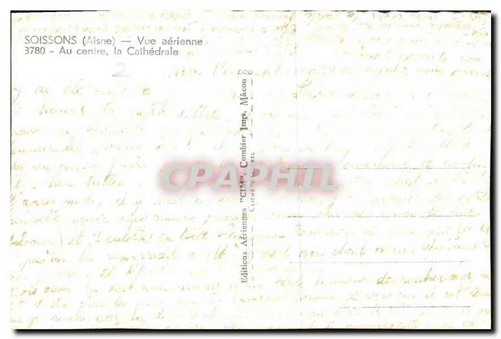 Soissons (Aisne) — Luftbild — In der Mitte, die Kathedrale — Éditions Aériennes 'CIM', Macon - Rückseite
