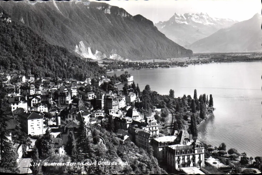 Montreux-Territet und die Dents du Midi — Panoramablick — Édit. Leman Ganguin & Fils S.A. Montreux, n°174 - Vorderseite