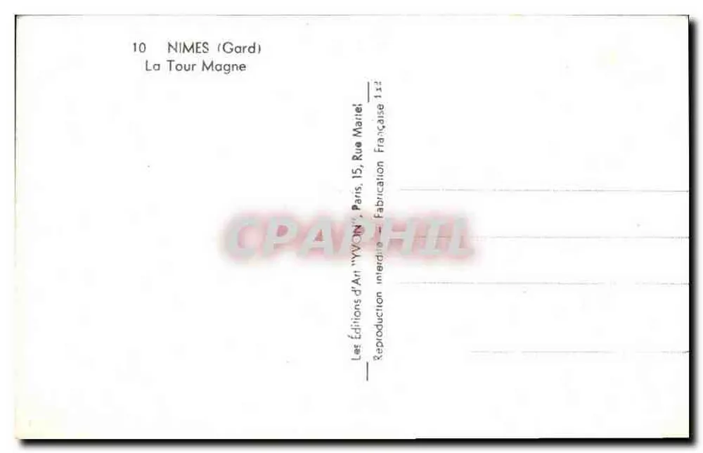 Nîmes (Gard) — A Torre Magna — Les Éditions d'Art 'WYON', Paris - Verso