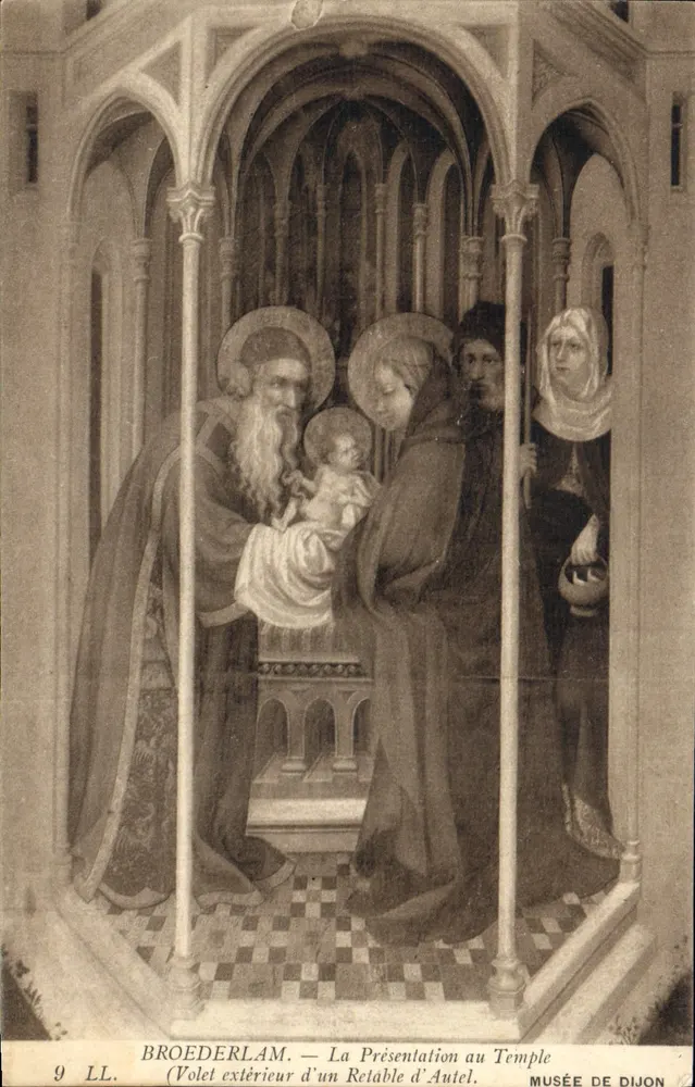 Die Vorstellung am Tempel — Außenpanel einer Altarwand — Broederlam, Museum Dijon - Vorderseite