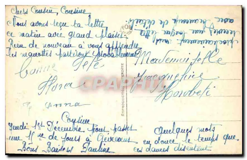 एक लड़की जो एक गुलाब के बुकेट को धारण कर रही है — डिडिकेशन 'वीव श्री कैथरीन' — फॉक्स पेरिस 4772 - पीछे