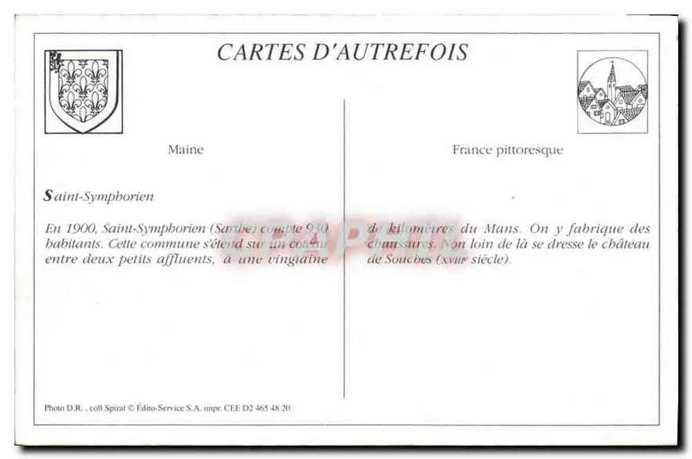 Saint-Symphorien (Sarthe) — Place de l'Église — Édito-Service S.A. n° D2 465 48 20 - Verso