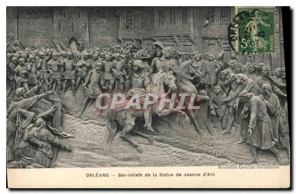 Orléans — Bas-reliefs da Estátua de Joana d'Arc — Novas Galerias Parisienses - Frente