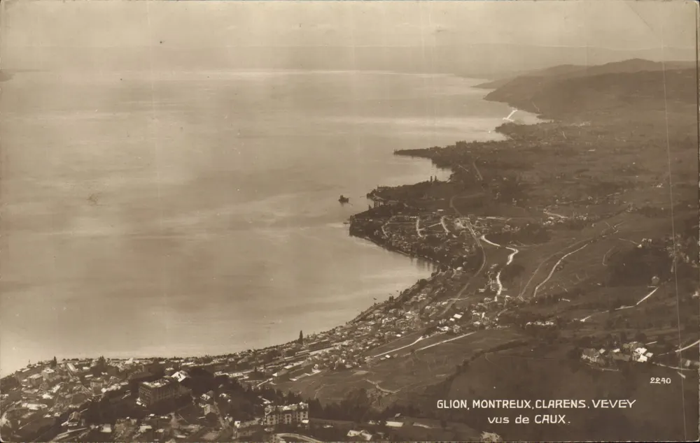 Glion, Montreux, Clarens, Vevey — von Caux aus gesehen — Éditions Art. Petrochet & David - Vorderseite