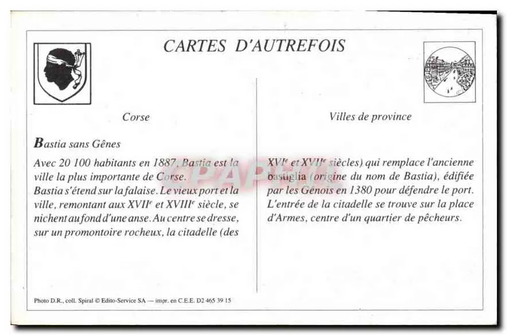 Bastia - O Bairro de São José — editor Spiral, n° 24 - Verso