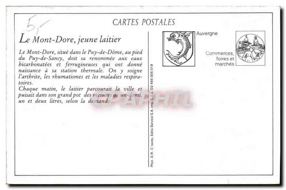 Mont-Dore — Ein junger Milchmann und sein Tier — C.C. & C. n°181 - Rückseite