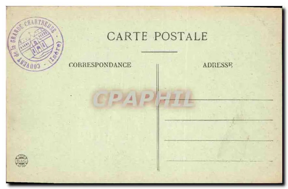 Dauphiné — Konvent der Grande Chartreuse — Die Kapitelhalle — G.A.V. Lyrensbrie n°343 - Rückseite