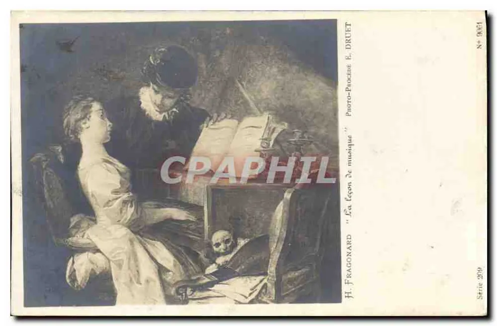 A Lição de Música — H. Fragonard — Photo-Pauchard, série 209, n° 8061 - Frente