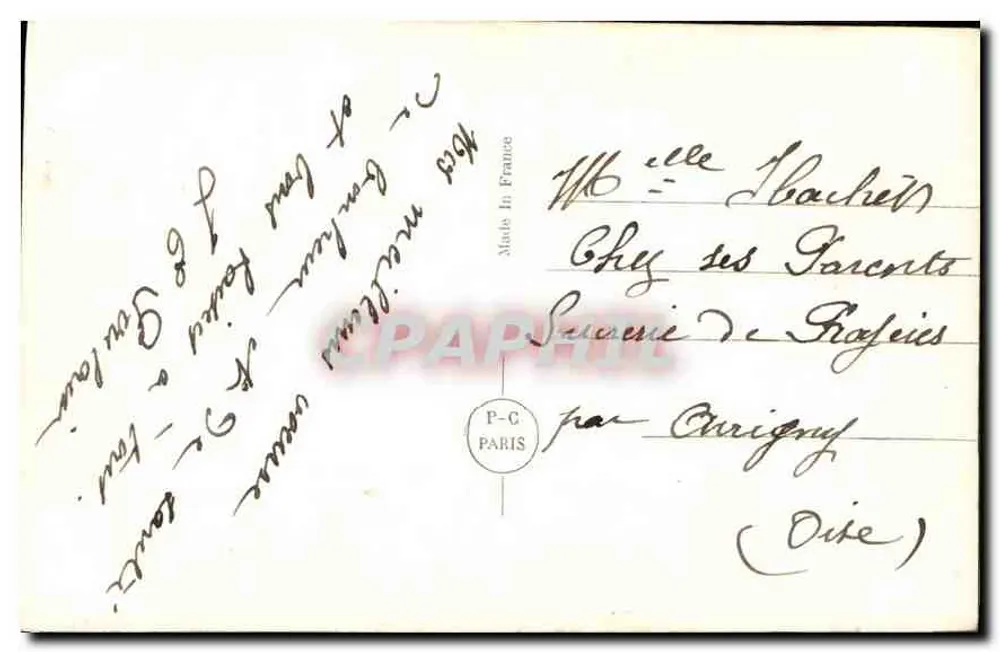 Casal abraçado — sob uma árvore florida — editor P-C, n° 4034 - Verso