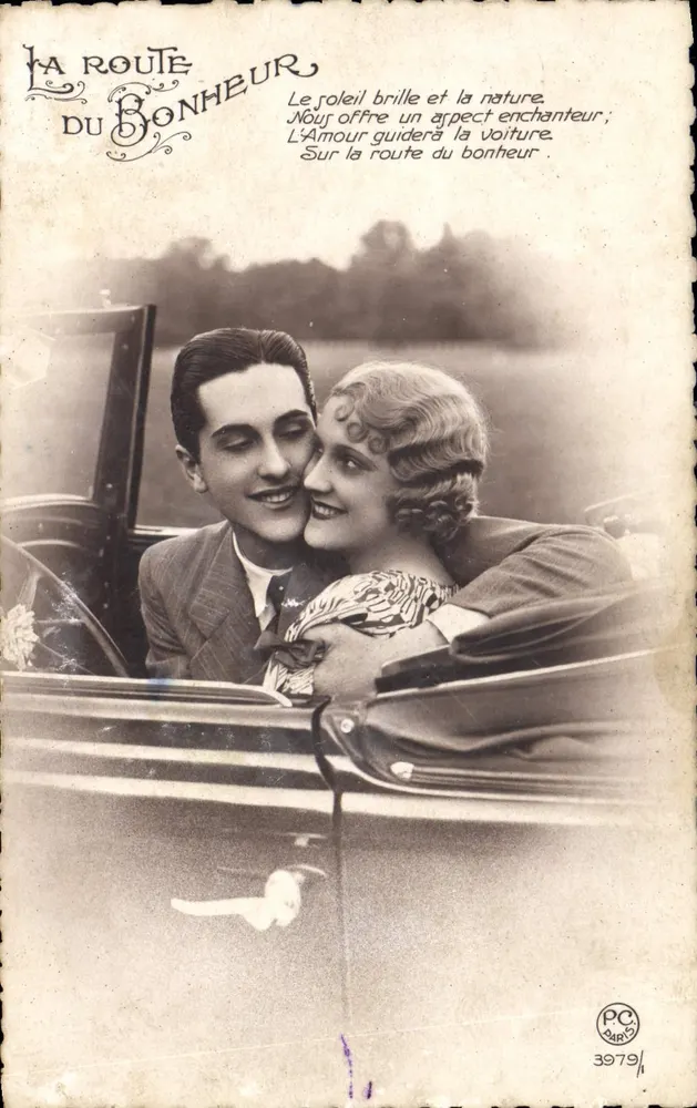 La Route du Bonheur — Paar in einem Auto — PC Paris n°3979 - Vorderseite