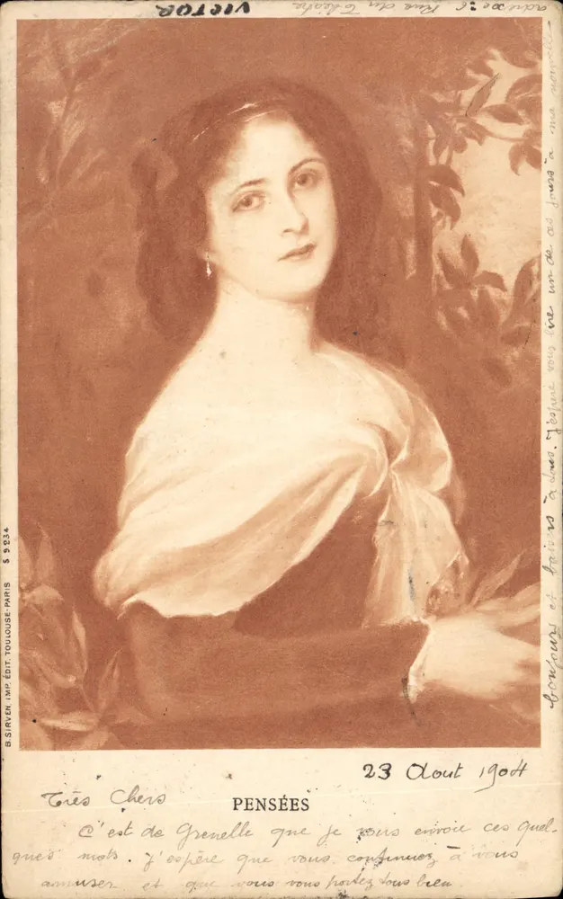 Portrait d'une jeune femme — scène de jardin — éditeur B.S.RÉVÉN IMP. ÉDIT. TOULOUSE-PARIS n° 5 934 - Frente