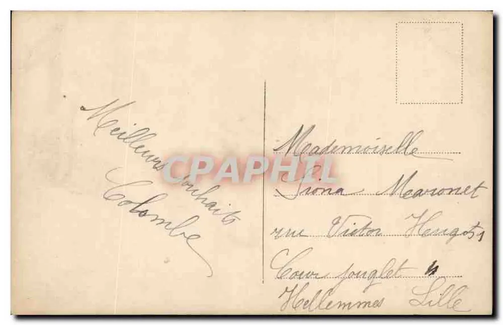 Junge Frau in einem geschmückten Kleid — mit einem Blumenstrauß — Verlag Universale n°2201 - Rückseite