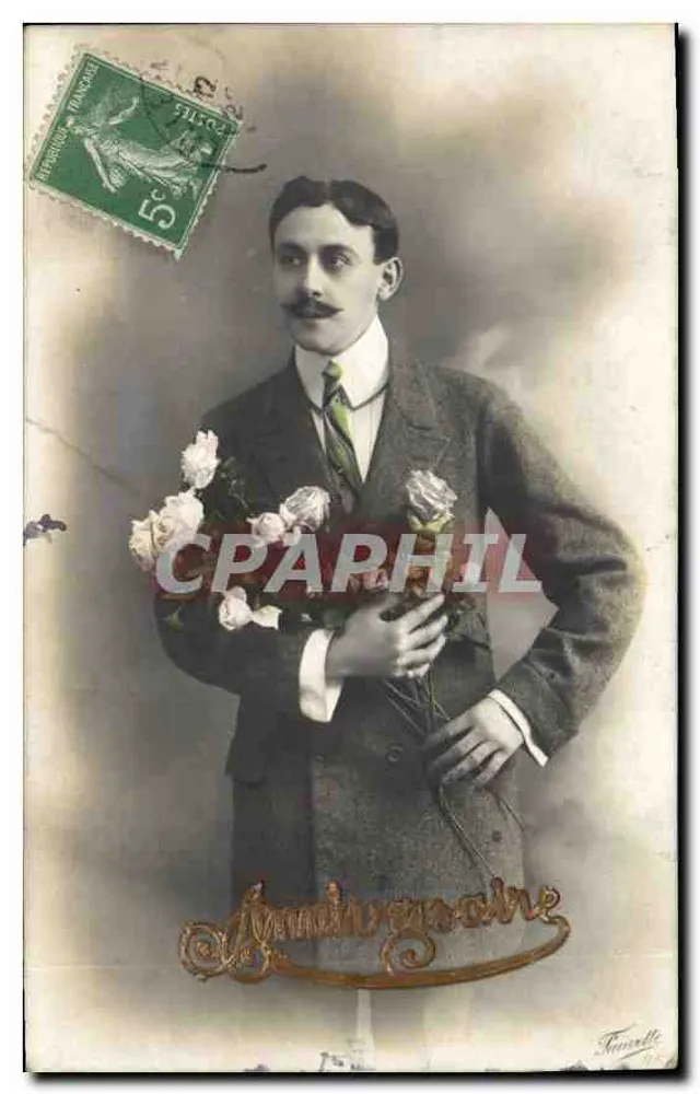 Retrato de homem com rosas — Aniversário — Fournelle, n° 184 - Frente