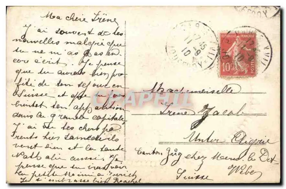 Menina segurando um buquê — 'Um bom beijo' — editor desconhecido - Verso