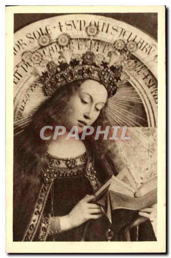 A Virgem (detalhe) — detalhe da obra de Hubert e Jan van Eyck — editada por Braun & Cie, imp. Dornach (Haut-Rhin) - Frente