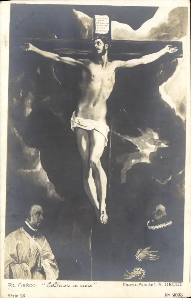 El Gréco — O Cristo na cruz — Photo-Procédé E. Druet, N° 9093, Série 23 - Frente