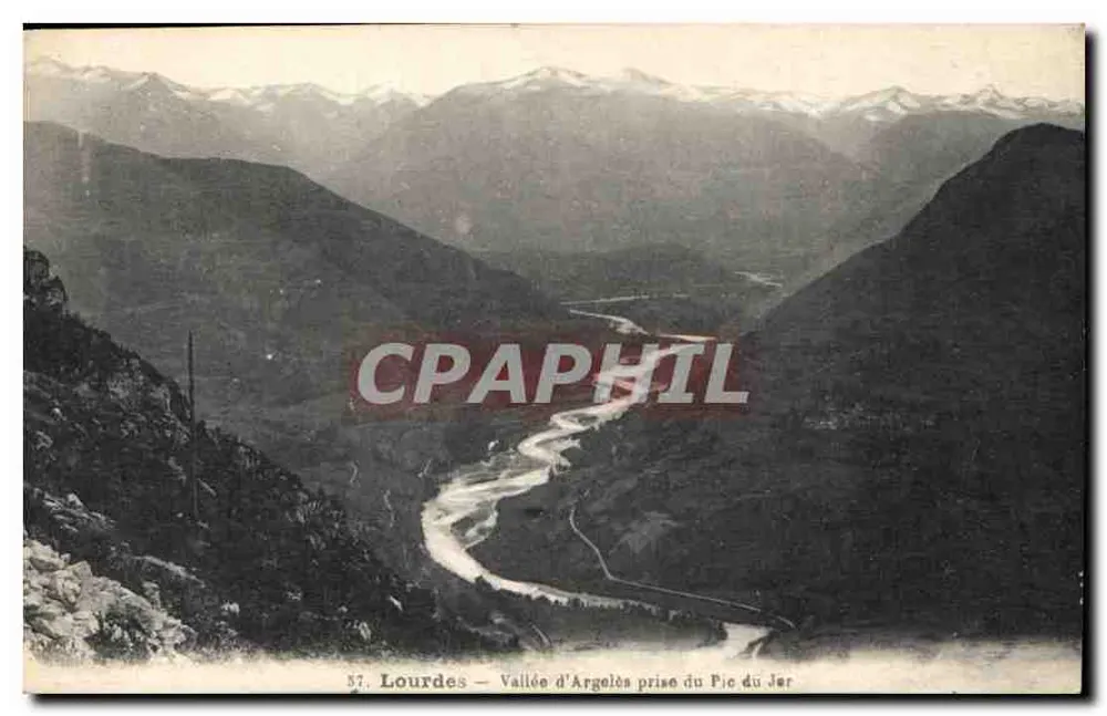 Lourdes — Vale de Argelès vista do Pic du Jer — editor não identificado, n° 57 - Frente