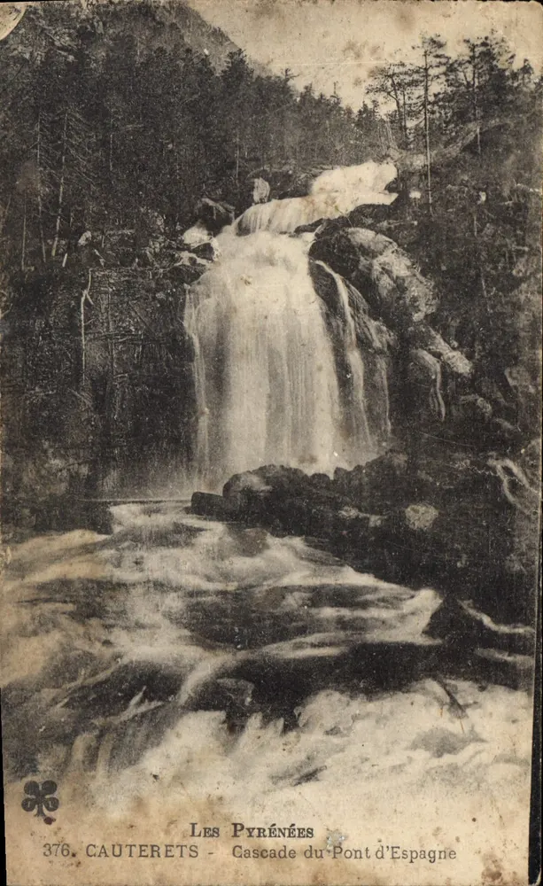 Cauterets — Wasserfall des Pont d'Espagne — Die Pyrenäen — unbekannter Verlag, Nr. 376 - Vorderseite
