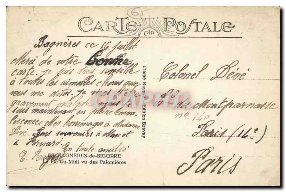 Le Pic du Midi aus Sicht der Palomières — Bagnères-de-Bigorre — Breyard-Ausgabe n° 140 - Rückseite
