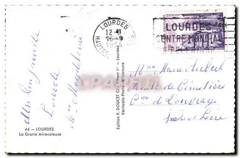 Lourdes — A Gruta Milagrosa — Edição P. DOUCET - Verso