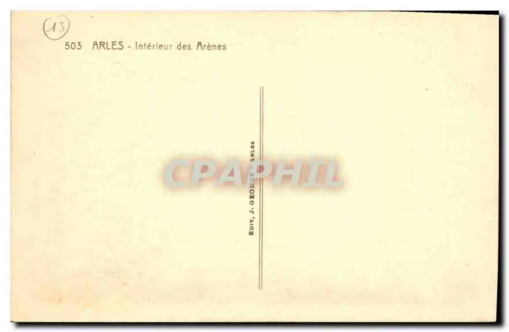 Arles - Interior das Arênes — J. George, n° 503 - Verso