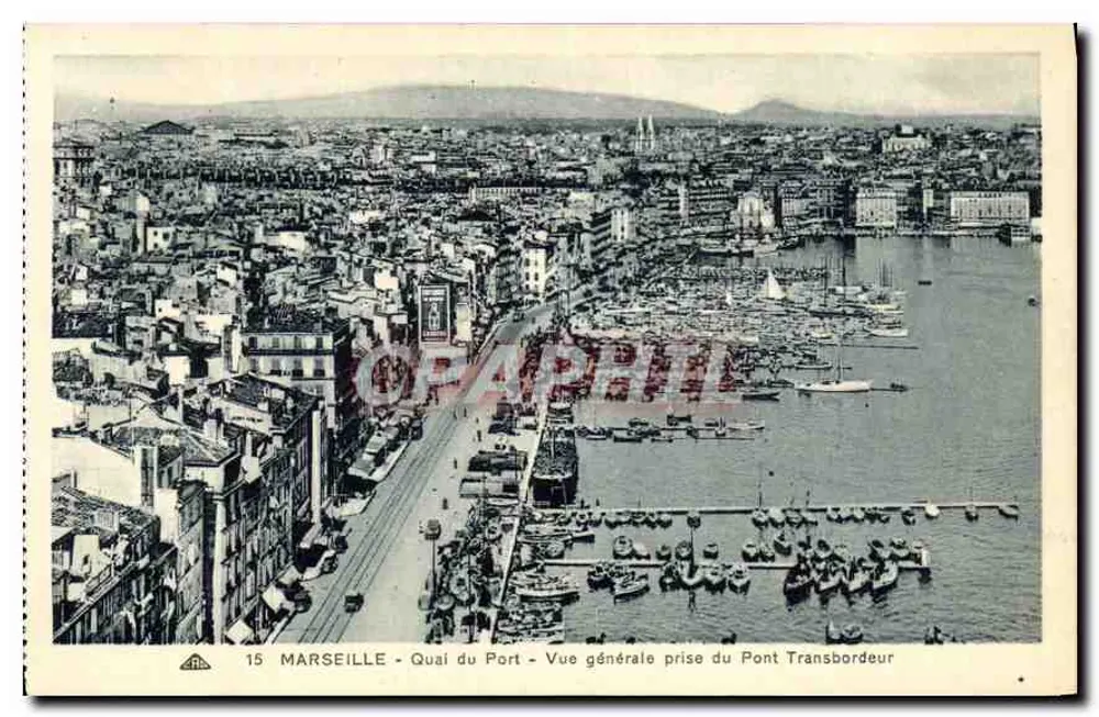 Marseille - Quai du Port - Allgemeiner Blick vom Pont Transbordeur — Verlag Cie des Ateliers Photographiques, Straßburg, n°15 - Vorderseite