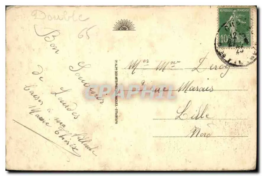 Lourdes - Die Basilika und die Berge — Verlag Alès des Arts Philatéliques, Nummer 189 - Rückseite