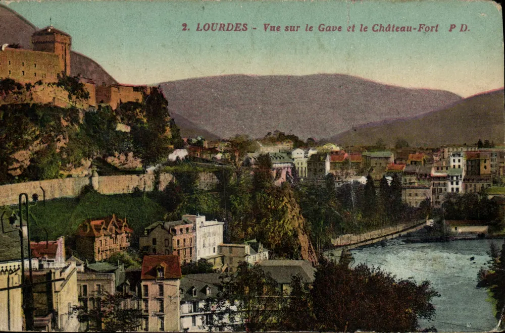 Lourdes - Blick auf den Gave und den Schlossberg - P.D. - Vorderseite