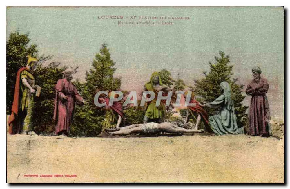 Lourdes - XIª Estação do Calvário — Jesus está preso na Cruz — Matériaux Lagnoue, Paris, Toulouse - Frente