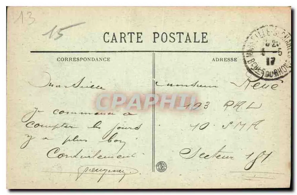 MARSEILLE — Fontäne Cantini — Place Castellane — BR - 1937 - Rückseite
