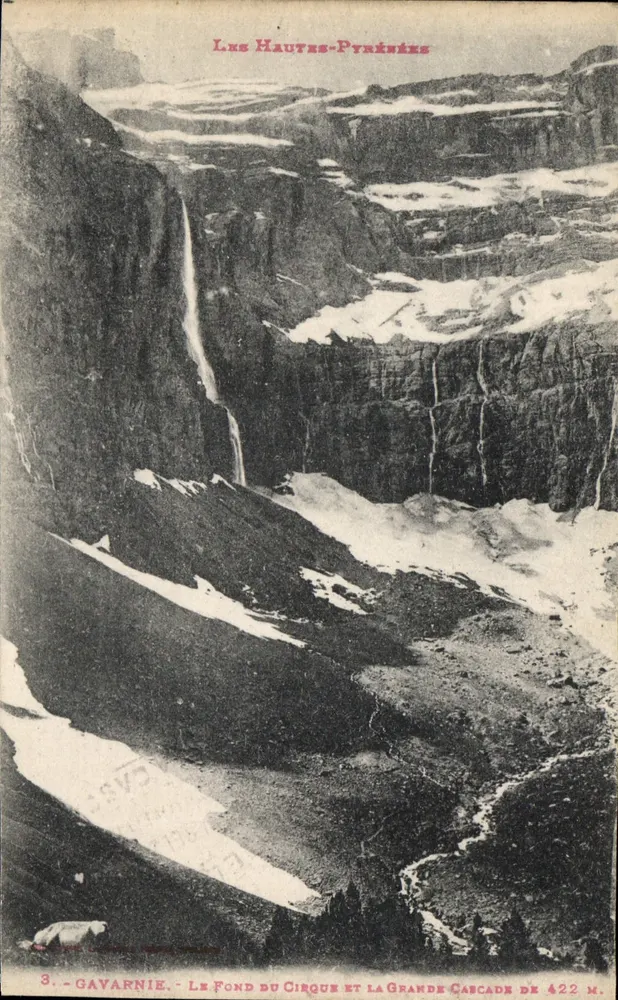 Gavarnie - Der Grund des Cirques und der große Wasserfall von 422 m. - Vorderseite