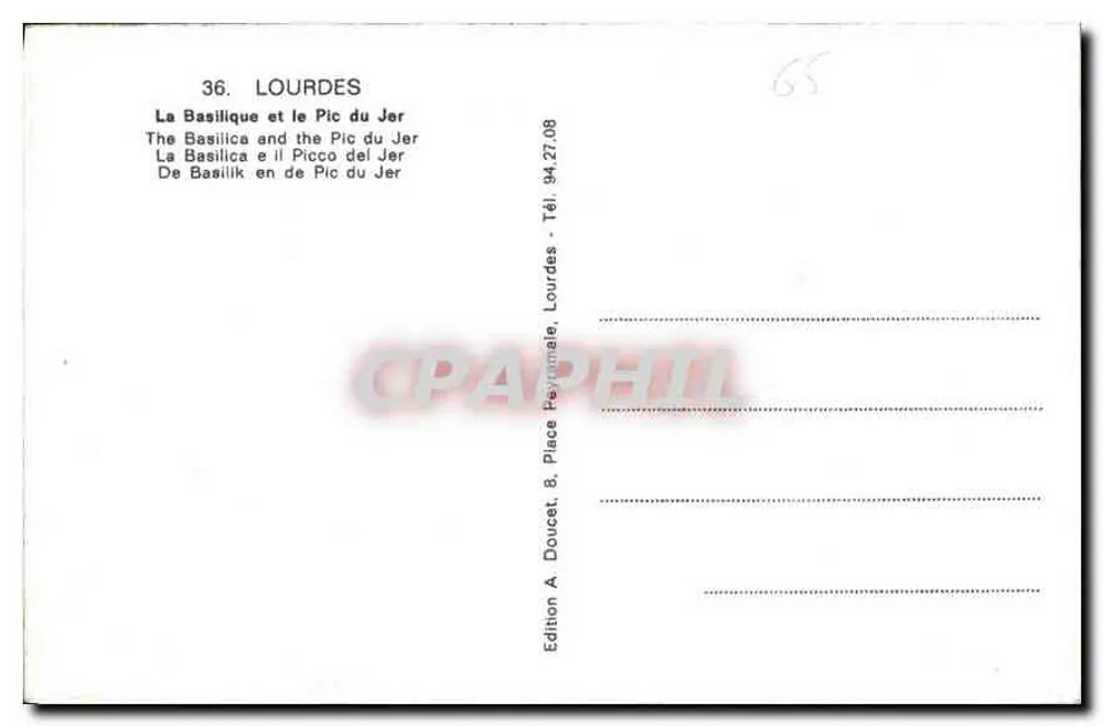 Lourdes — A Basílica e o Pic du Jer — Editor Edluf - Verso