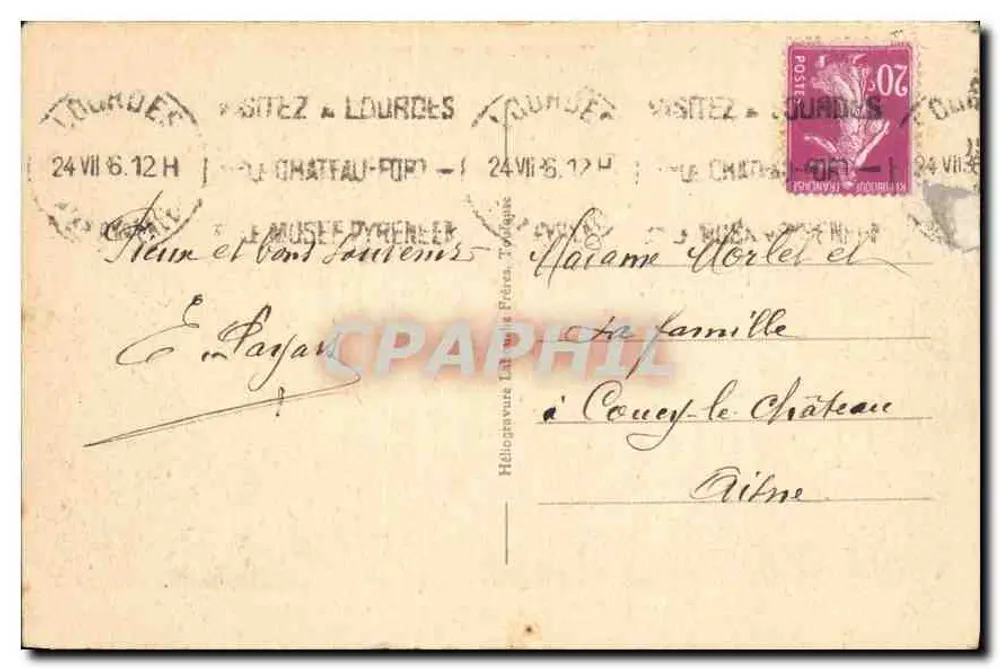 Lourdes - Vogelperspektive auf die Basilika — Verlag Héloïse Frères, Nr. 815 - Rückseite