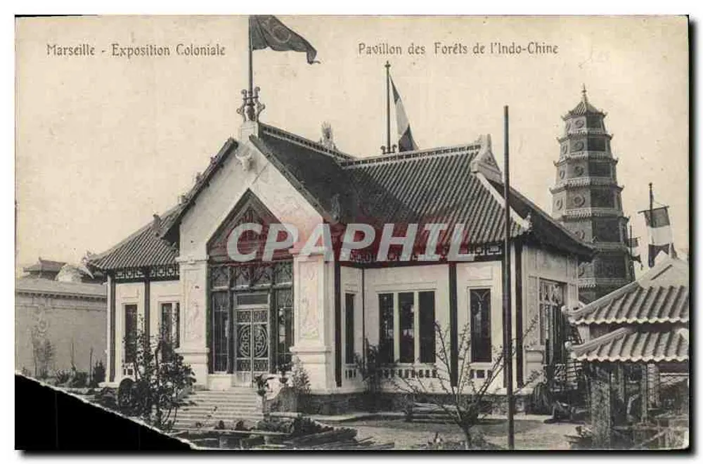 Marseille - Kolonialausstellung — Pavillon der Wälder von Indochina - Vorderseite