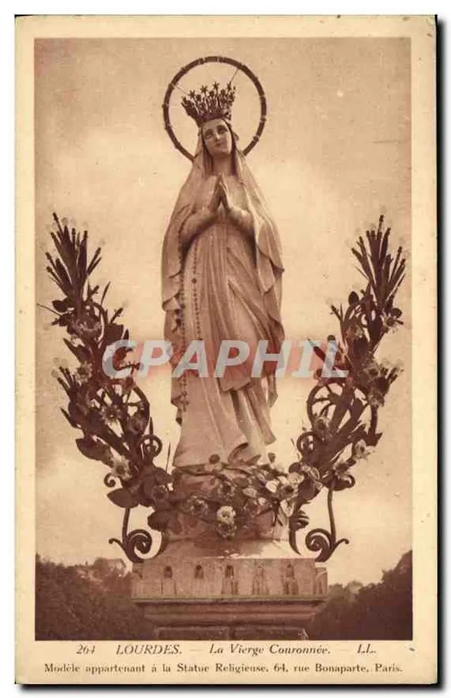 Lourdes — A Virgem Coroada — L.L. — Modelo pertencente à Estátua Religiosa, 64, rue Bonaparte, Paris. - Frente