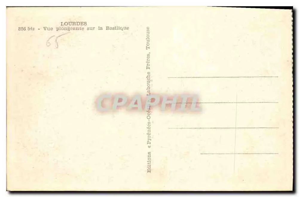 Lourdes — Aufnahme von der Basilika — Verlag: Éditions Labonchoche Frères, Toulouse - Rückseite