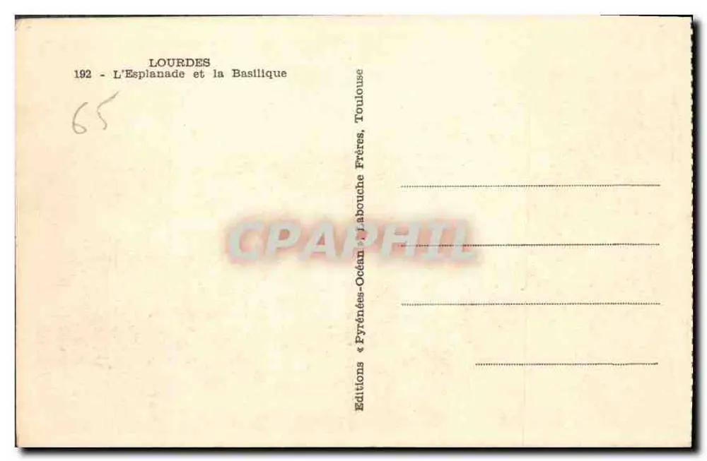 Lourdes — A Esplanada e a Basílica — Éditions Océan-Pyrénées, Toulouse - Verso