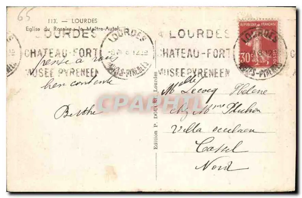 Kirche des Rosenkranzes, der Hauptaltar — Lourdes — Edition P. DOUTE - Rückseite