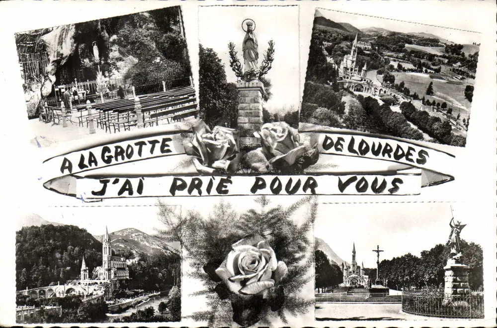 Lourdes — Collage heiliger Stätten — Édit. P. Doucet & Pierre Ferrandet - Vorderseite