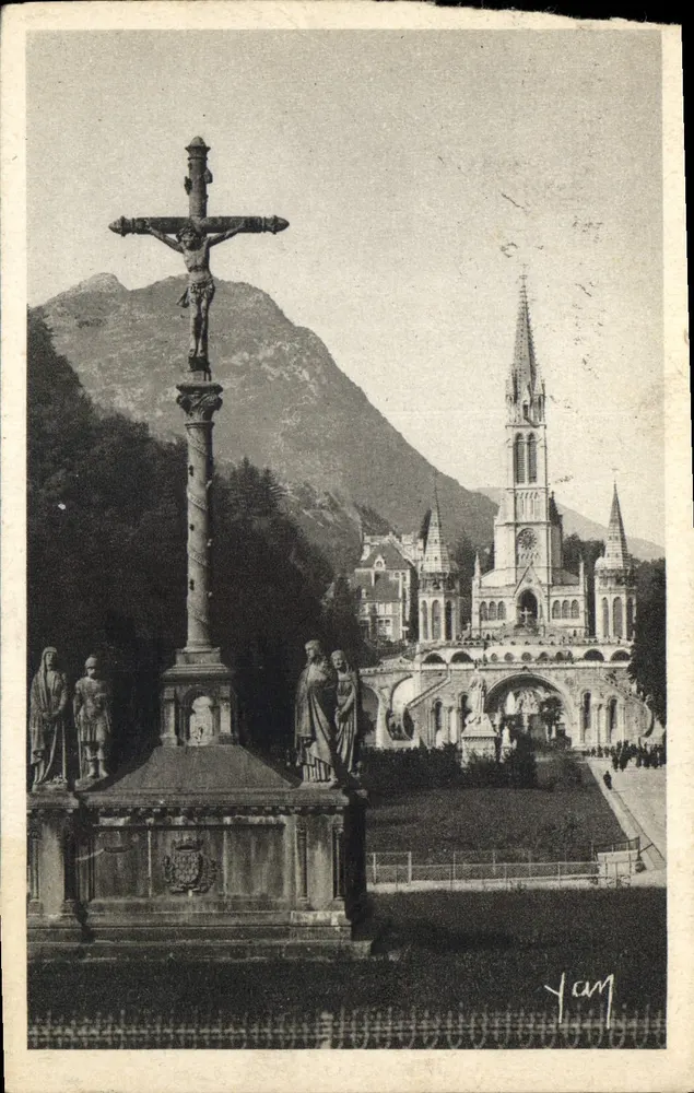 Lourdes — Die Basilika und der Bretonische Calvary — Ausgabe E. Quibault - Vorderseite